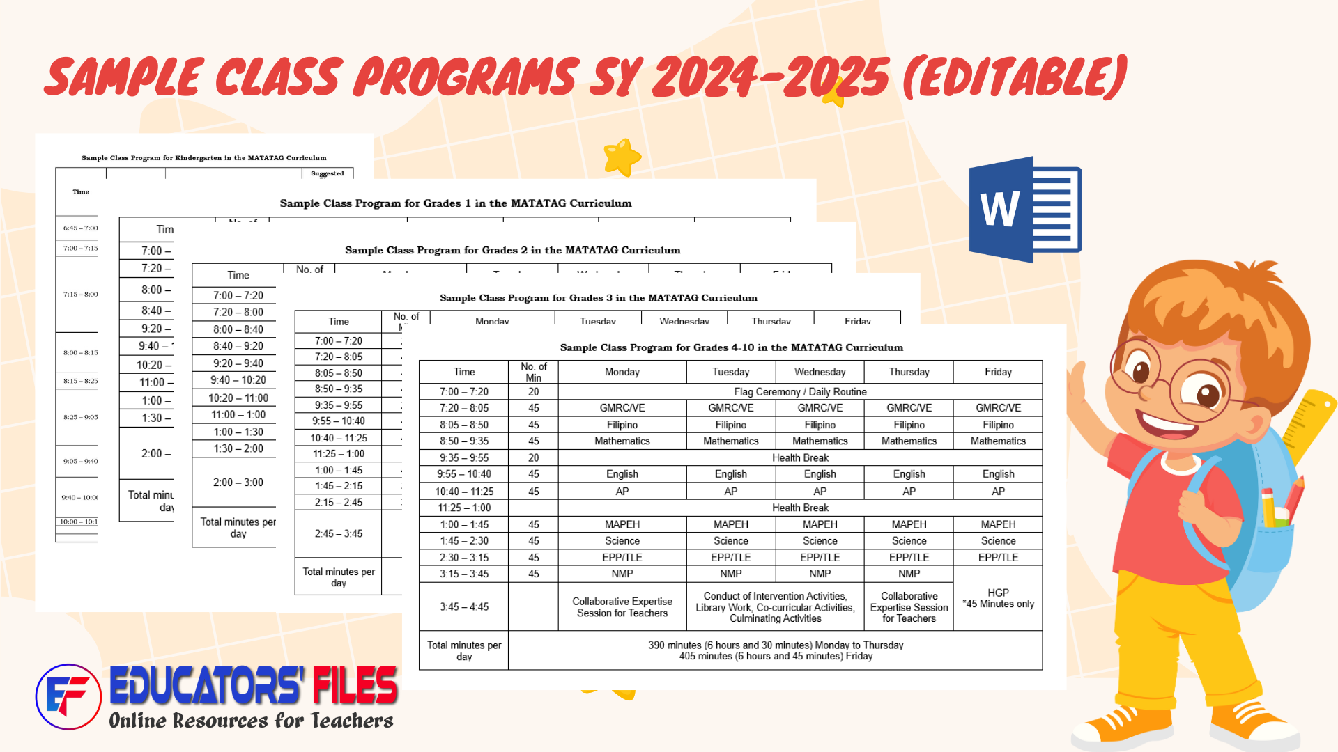 Sample Class Programs for SY 2024-2025 (Editable) » Educators' Files