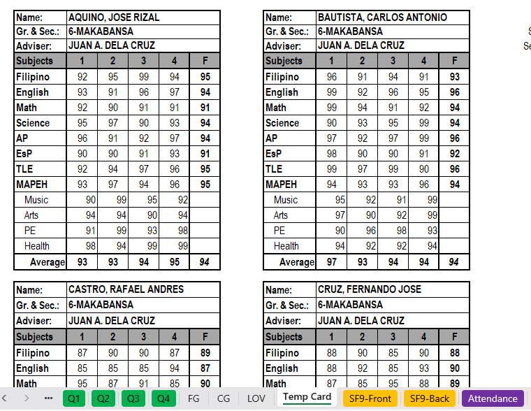 Automated SF9 for Grade 6