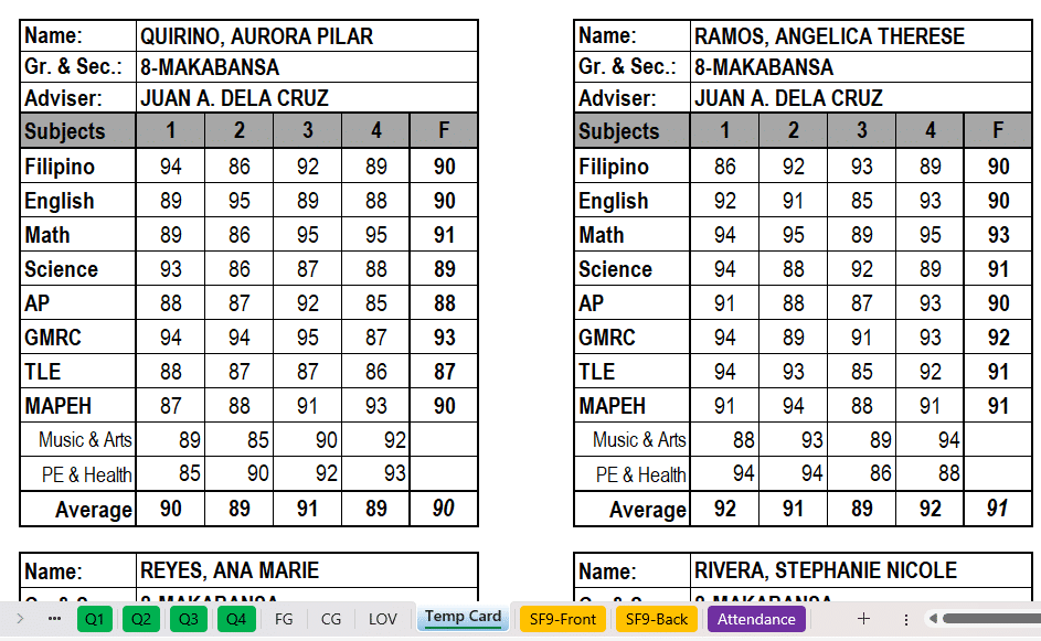 Automated SF9 for Grade 7-8