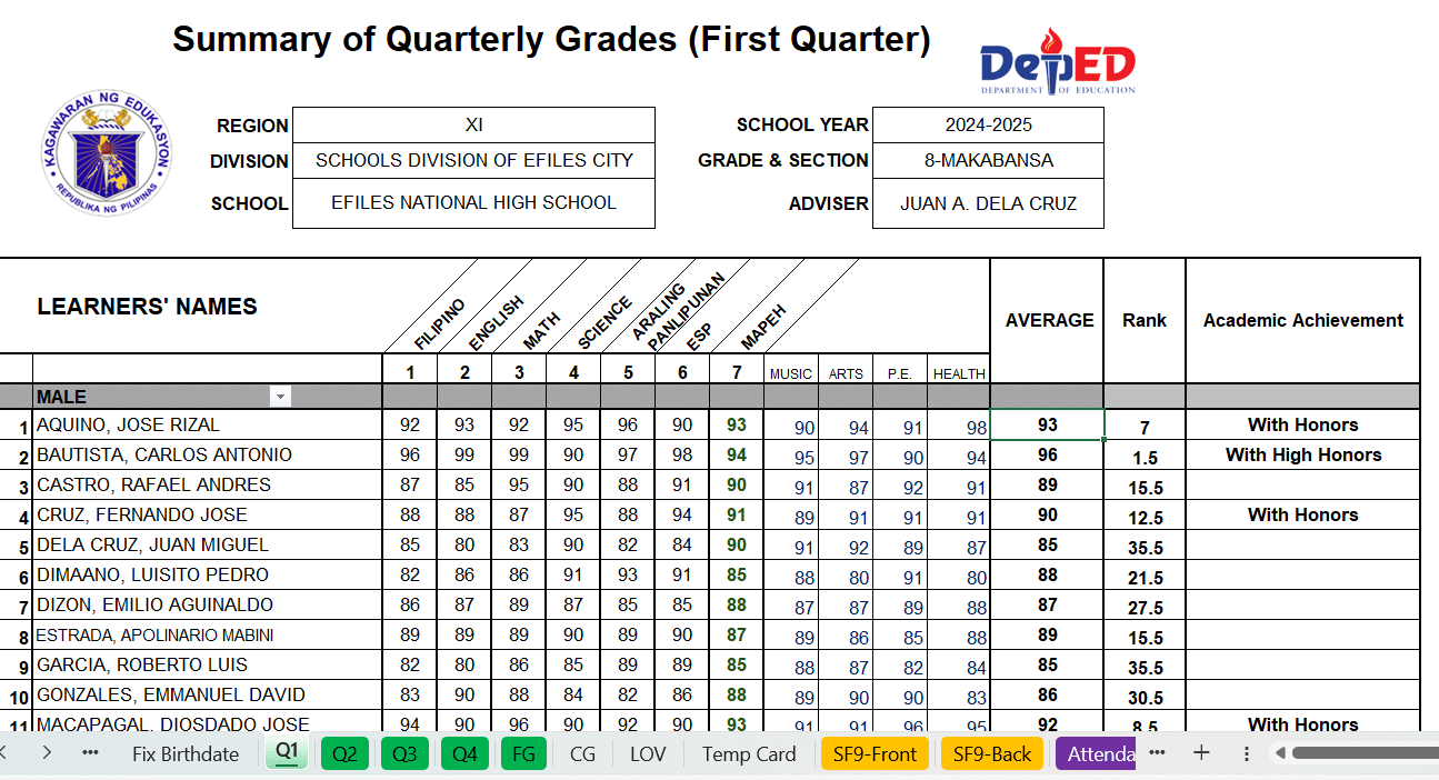 Automated SF9 for Grade 3