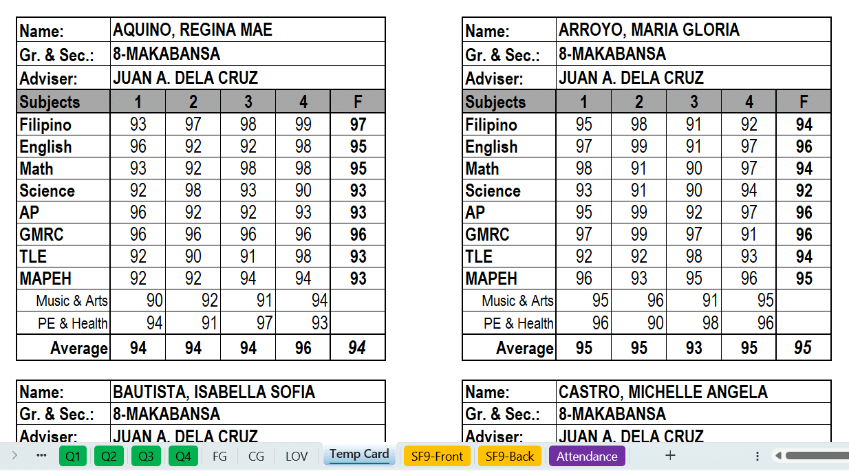 Automated SF9 for Grade 4